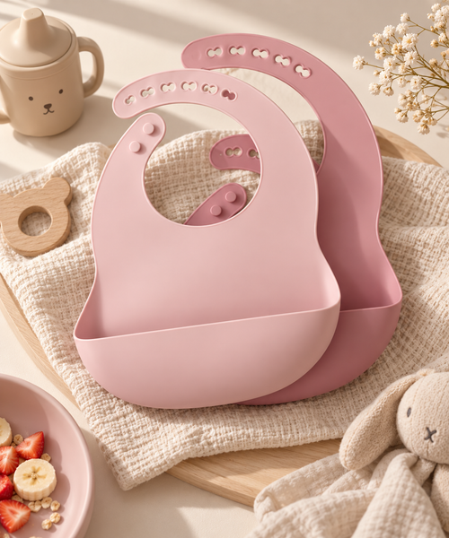 Bavoir bébé en silicone avec récupérateur
