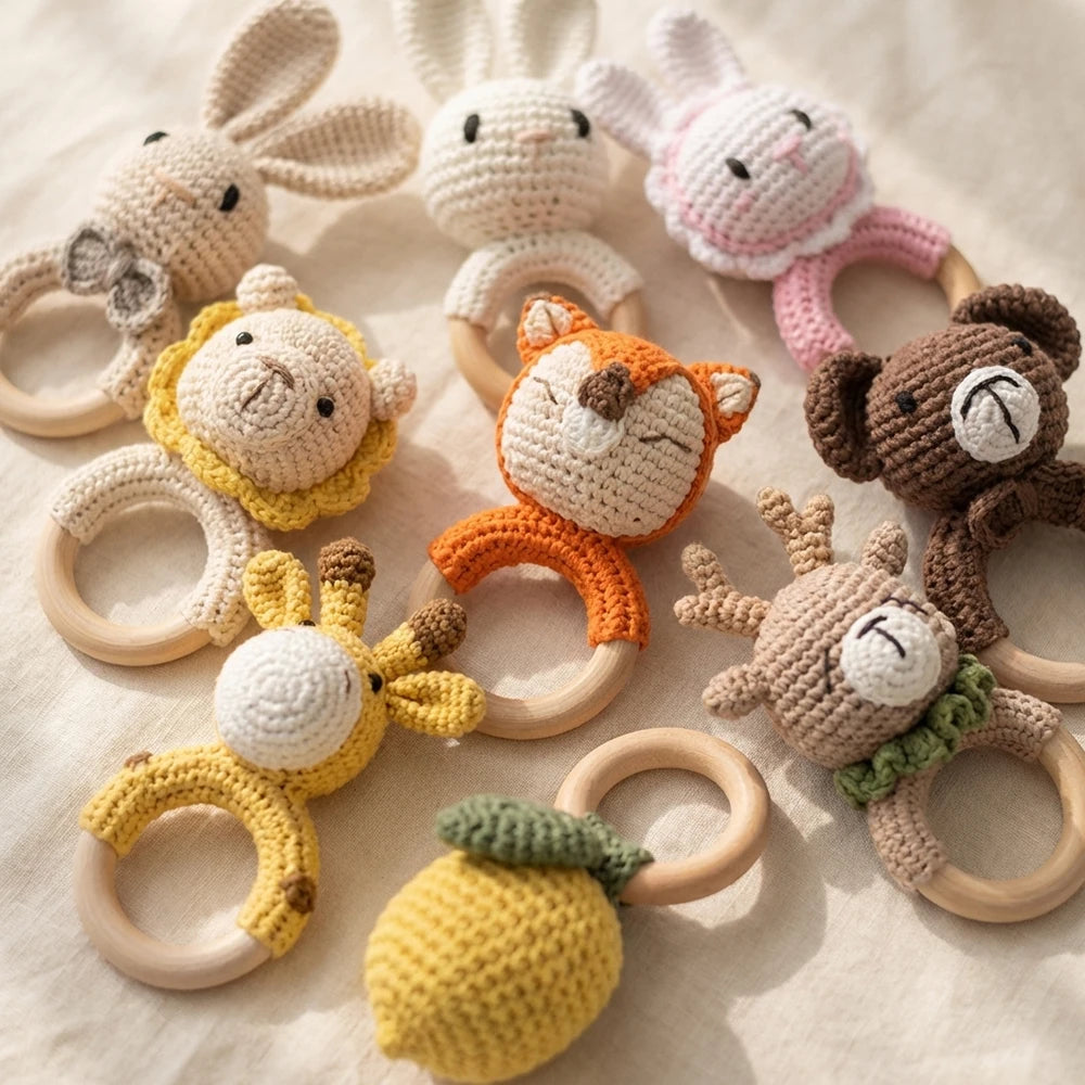 Hochet Bébé en Bois & Crochet